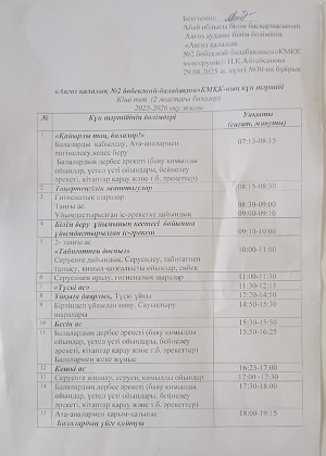 Кіші топтардың күн тәртібі